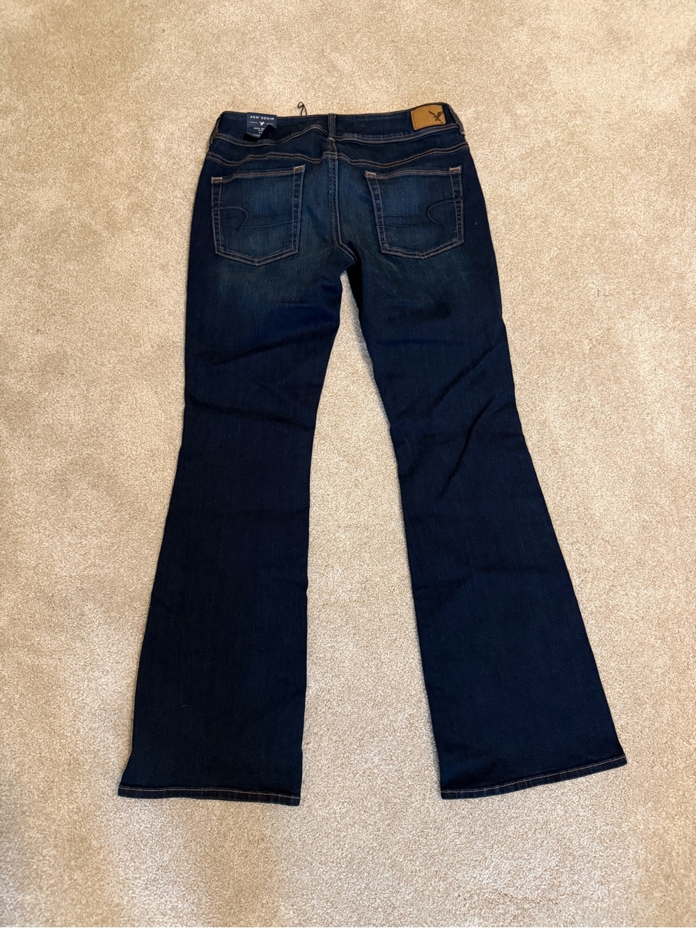 NWT American Eagle Outfitters Dark Blue Book Kick Super Stretch Jeans | Size 10 - Picture 2 of 3